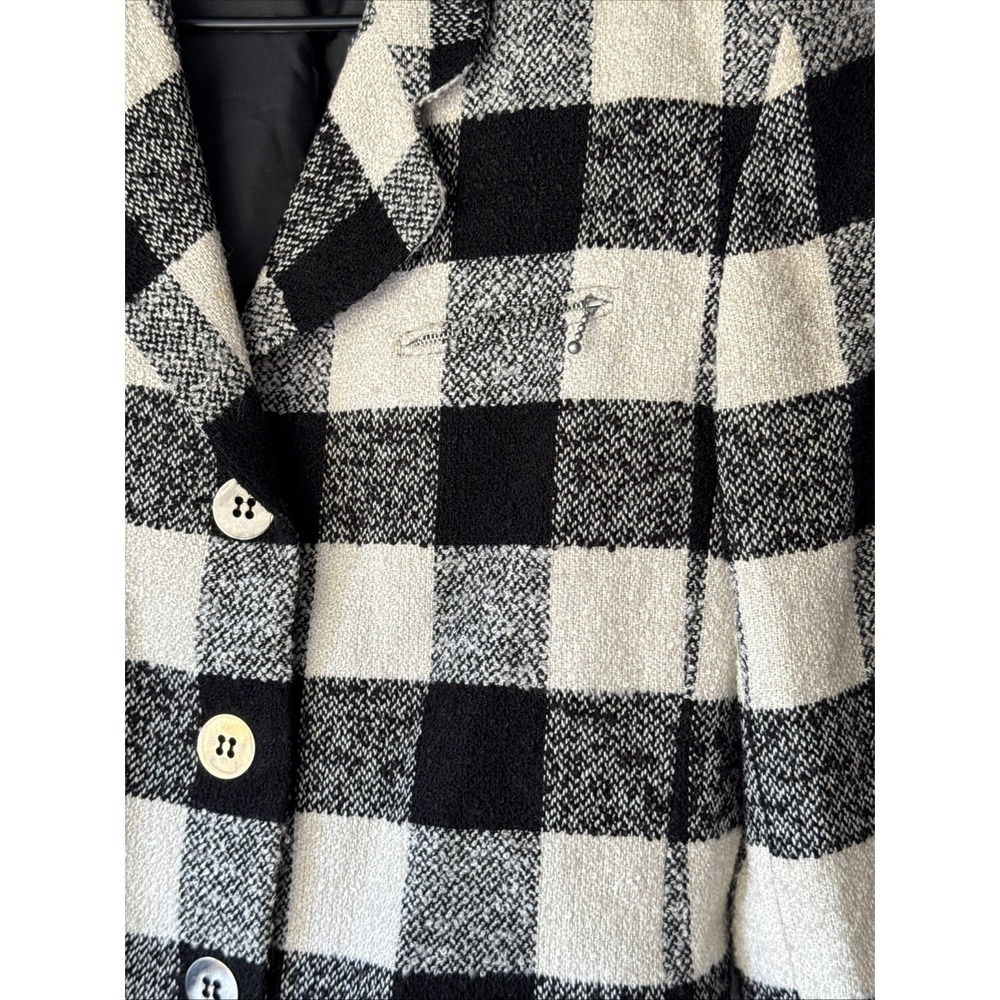 VTG The Limited Black/Cream Buffalo Plaid Jacket Medium 40" Chest - Picture 2 of 5